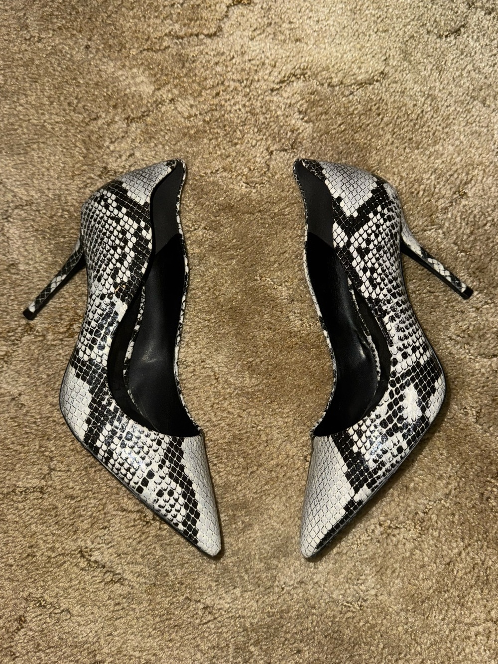 Aldo Snakeprint Pointed Toe Scalloped Heels